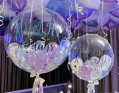 紫色系氦气球透明波波飘空气球