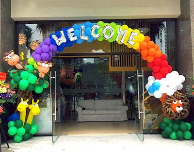 儿童用品店开业七色彩虹气球拱门