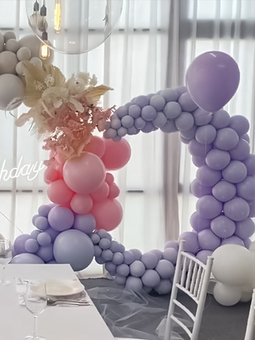 西餐厅的生日派对粉紫色🎀气球布置